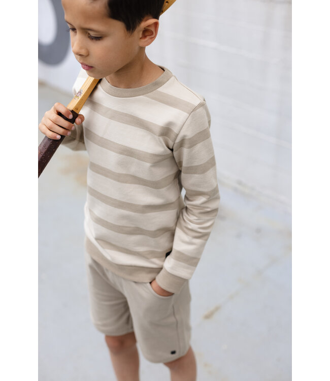 LEVV Jongens sweater - Daud - AOP Zand desert streep