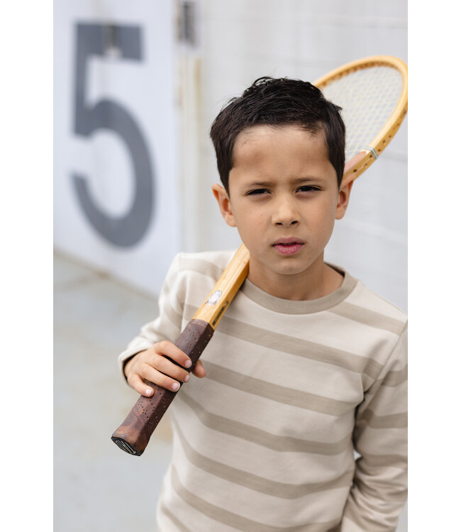 LEVV Jongens sweater - Daud - AOP Zand desert streep
