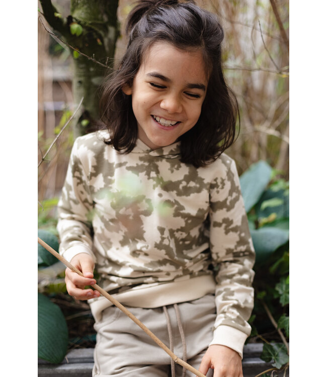 LEVV Jongens hoodie - Dazz - Grijs zand tie dye