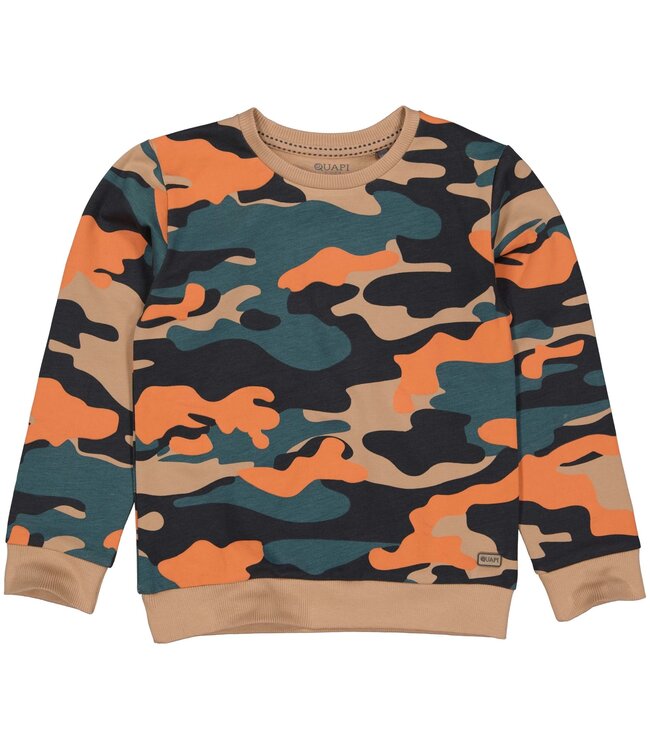 Quapi Jongens sweater - Teodor - AOP Zand steen camo