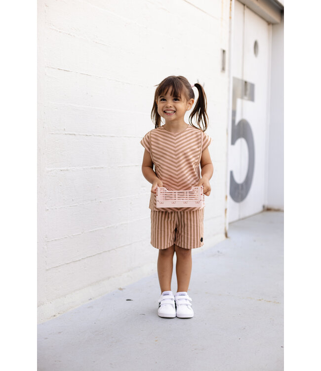 LEVV Little Meisjes blouse - Eleke - Taupe streep