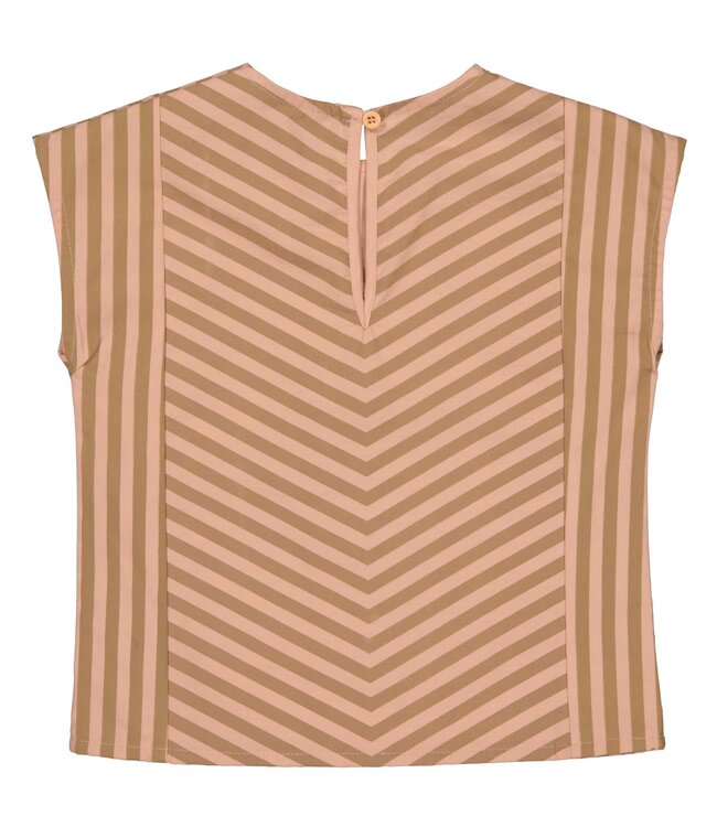 LEVV Little Meisjes blouse - Eleke - Taupe streep