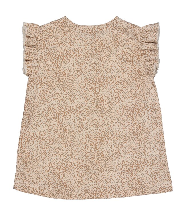 LEVV Meisjes t-shirt - Djuna - AOP Creme luipaard