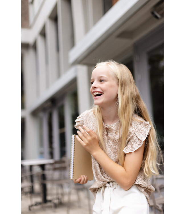 LEVV Meisjes t-shirt - Djuna - AOP Creme luipaard