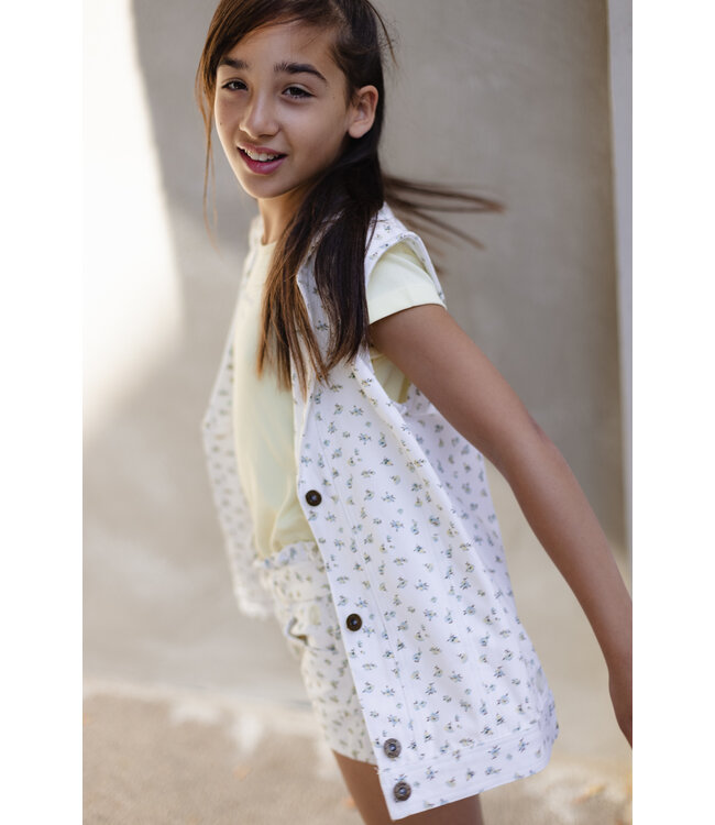 LEVV Meisjes gilet - Dora - AOP Off wit bloemen