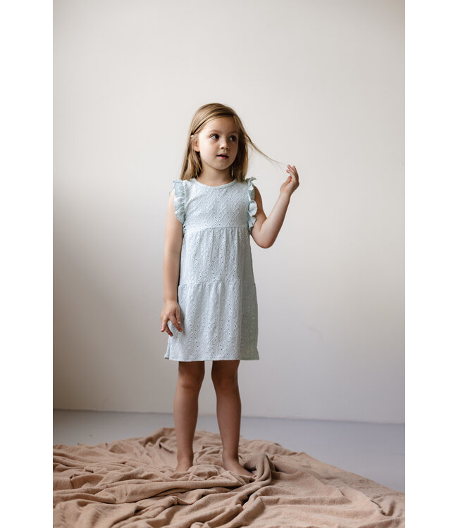 LEVV Little Meisjes jurk - Elida - Blauw mist