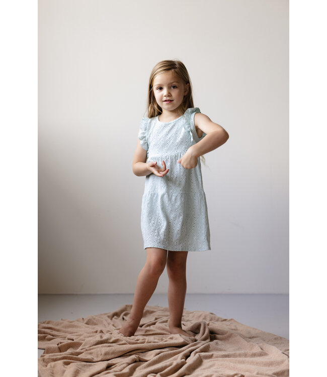 LEVV Little Meisjes jurk - Elida - Blauw mist
