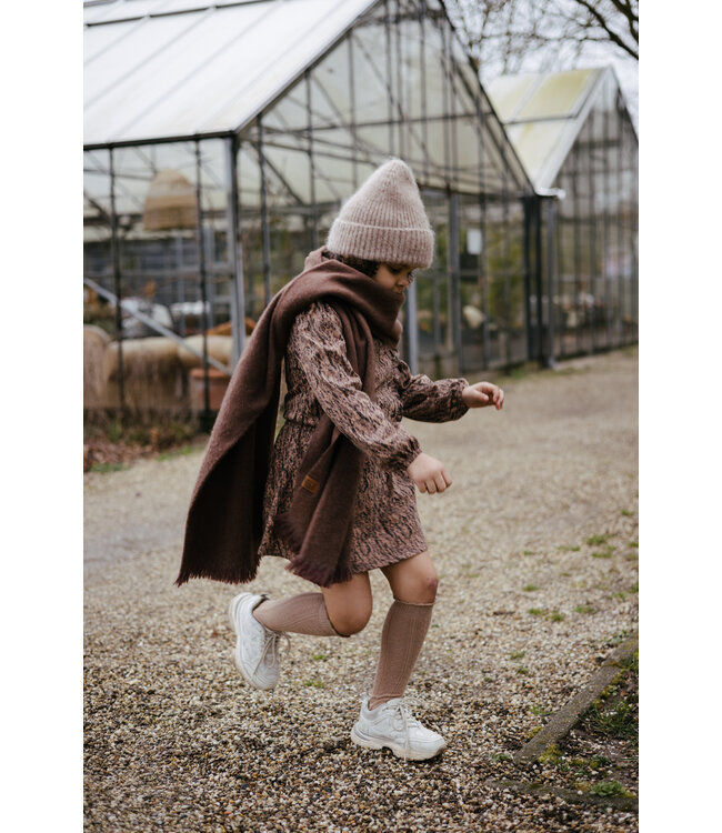 LEVV Meisjes jurk - Falita - AOP vlokken bruin