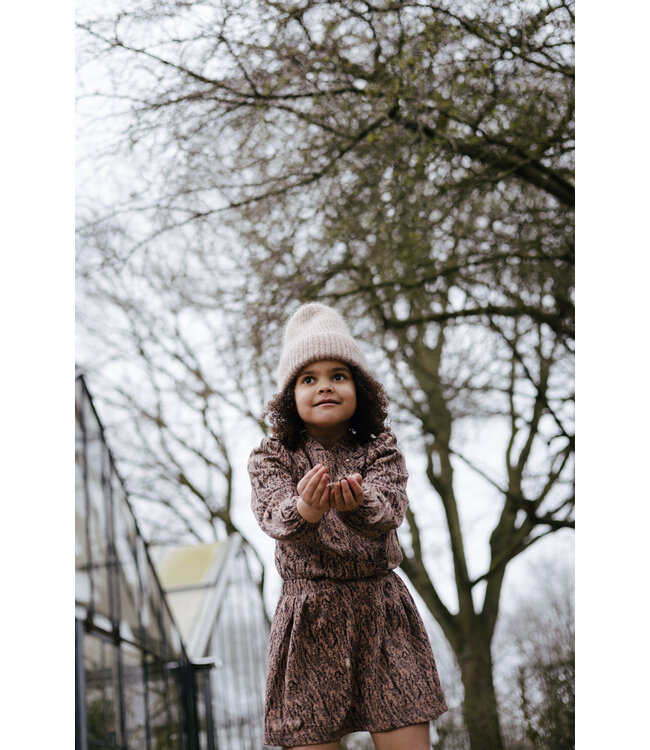 LEVV Meisjes jurk - Falita - AOP vlokken bruin