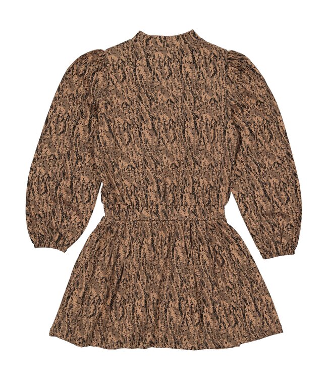 LEVV Meisjes jurk - Falita - AOP vlokken bruin