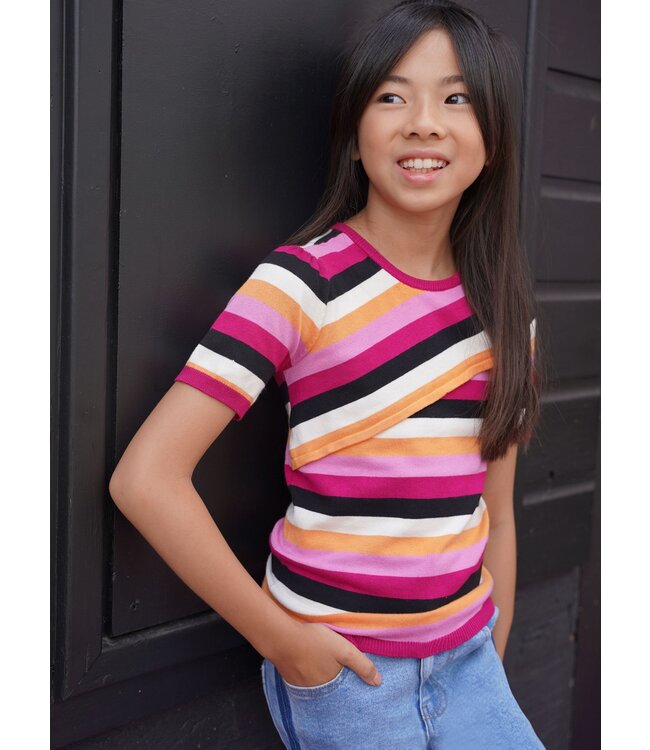B.Nosy Meisjes top multi color - Orchidee streep