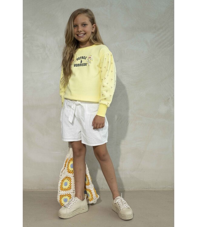 Like Flo Meisjes short met riem - Off white