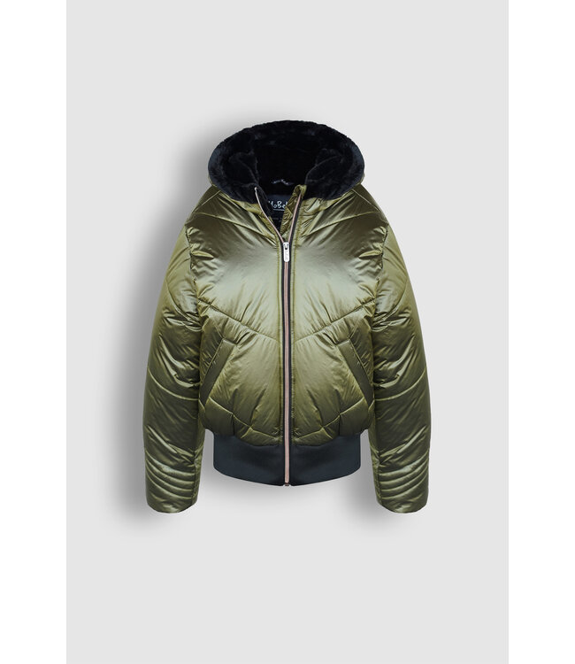 NoBell Meisjes winterjas bomber met capuchon - Boy - Army groen