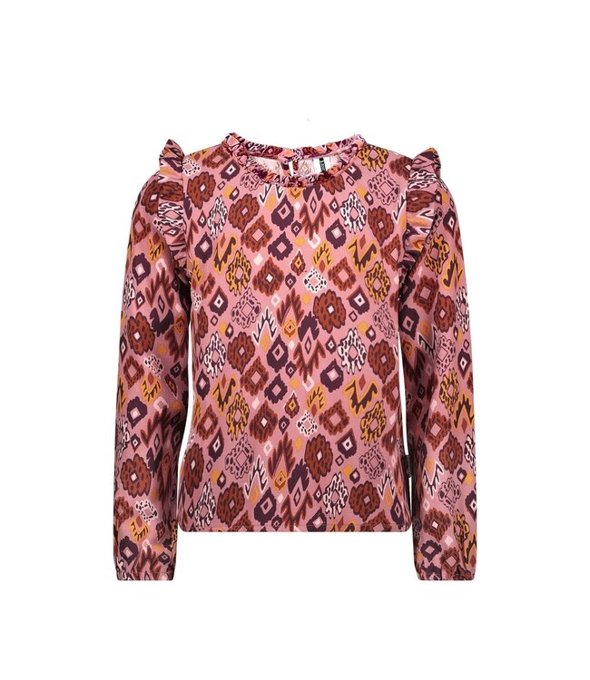 B.Nosy Meisjes blouse roze - Philou - Pleasant AOP