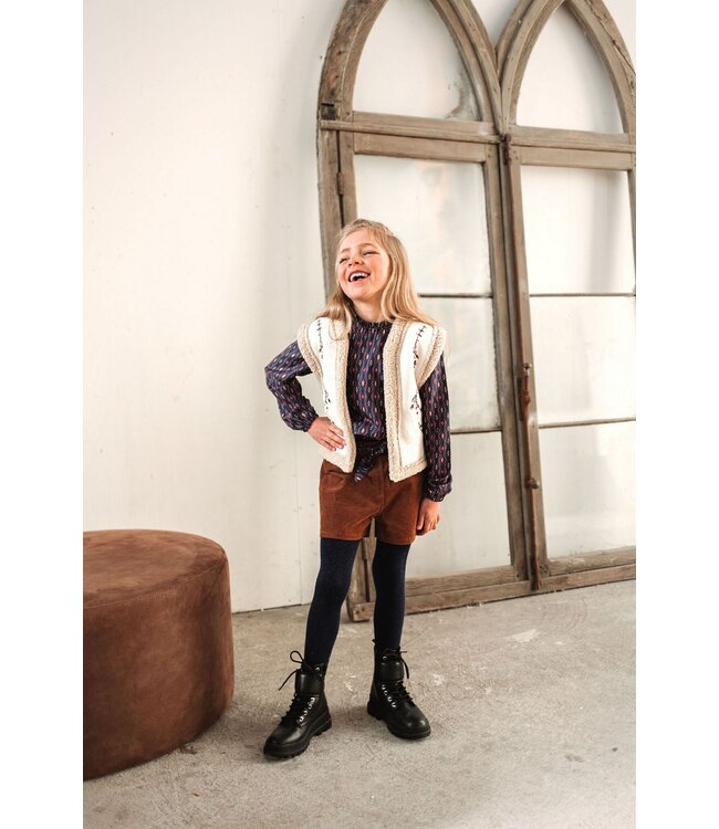 B.Nosy Meisjes blouse wavy print bruin - Venna - Victorious AOP