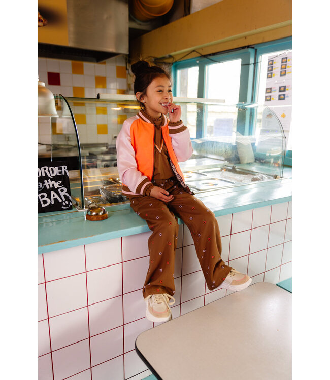 Quapi Meisjes broek - Aaltje - AOP bloemen bruin