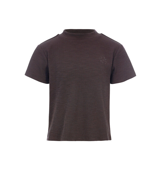 LOOXS 10sixteen Meisjes t-shirt rib loose slub - Antraciet