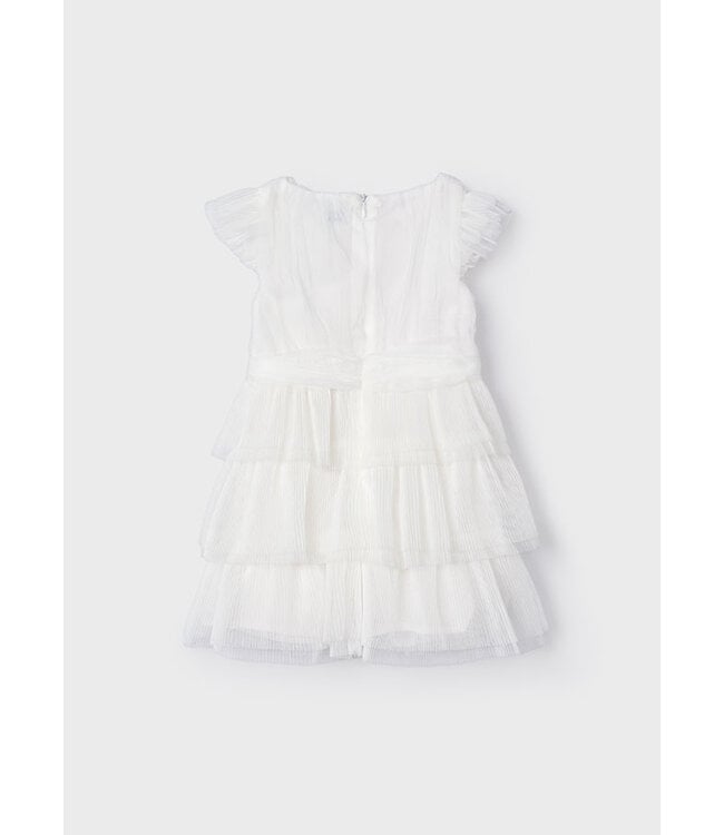Mayoral Meisjes jurk tule plisse - Natural