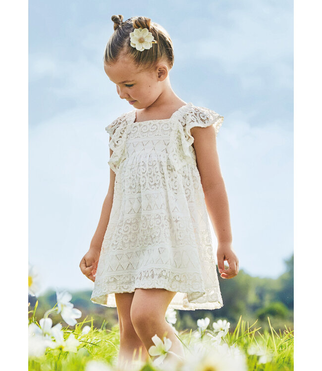 Mayoral Meisjes jurk kant - Natural