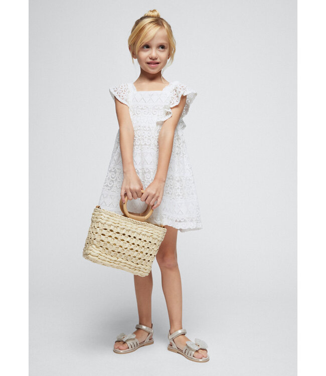 Mayoral Meisjes jurk kant - Natural