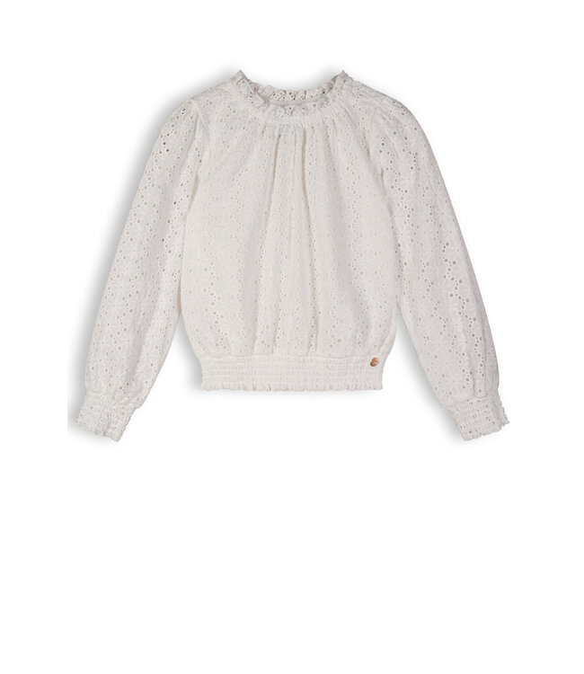 NoNo Meisjes blouse embroidery - Tomma - Sneeuw wit
