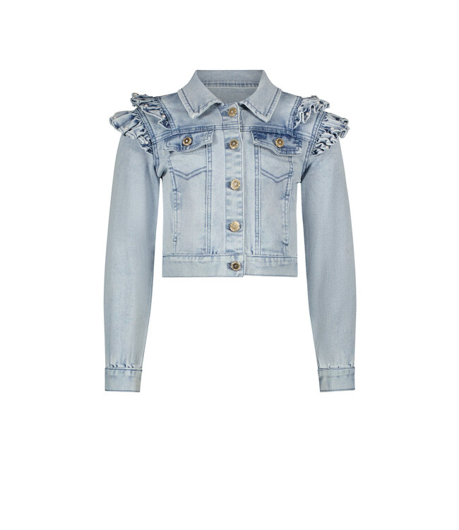 Le Chic Meisjes spijkerjasje ruffels - Ally - Licht denim