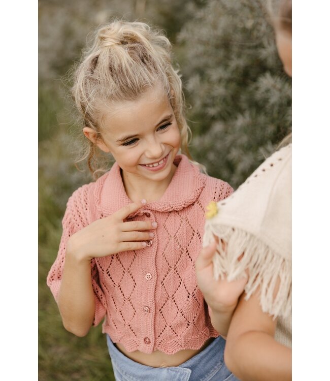 LEVV Meisjes vest gebreid - Katja - Oud roze