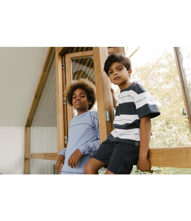 LEVV Jongens t-shirt - Kayden - AOP blauw gestreept