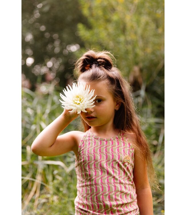 Quapi Meisjes top - Birthe - AOP roze gestreept