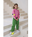 Like Flo Meisjes broek metallic plisse - Groen metallic