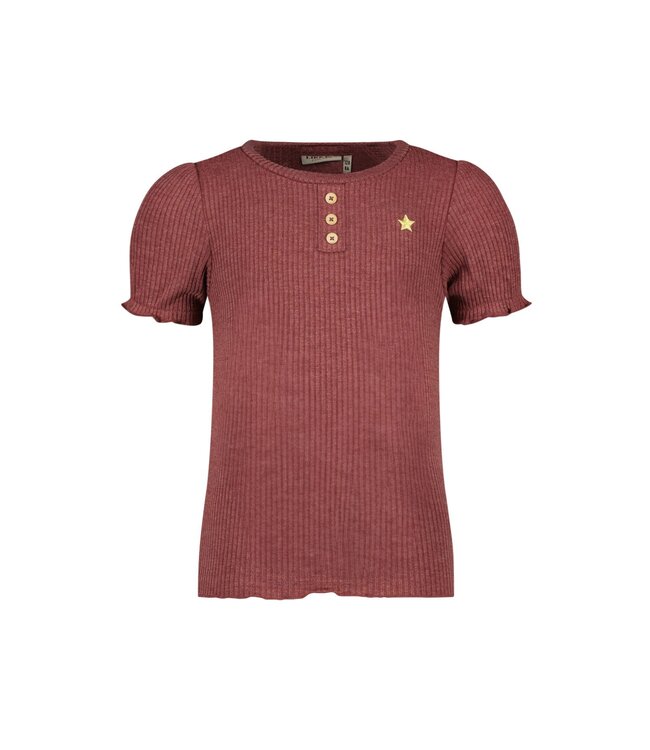 Like Flo Meisjes top rib met knoopjes - Plum