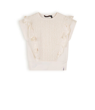 NoNo Meisjes t-shirt smock - Kety - Pearled ivoor wit