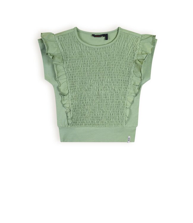 NoNo Meisjes t-shirt smock - Kety - Sage groen