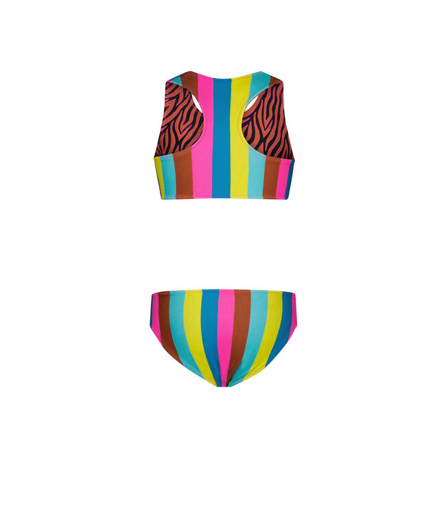 Just Beach Meisjes reversibel bikini sportief - Caramel zebra