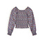 NoBell Meisjes blouse smocked bloemen - Tessa - Grijs navy blauw