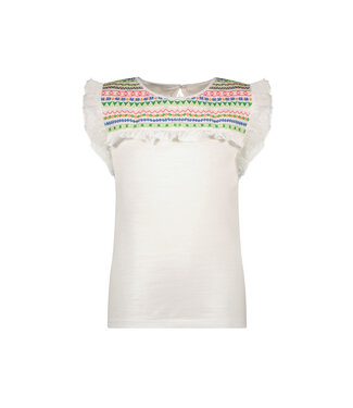 Like Flo Meisjes t-shirt fancy mesh - Groen embroidery