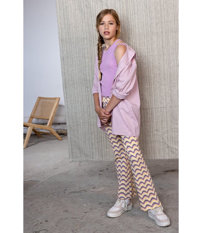 NoBell Meisjes flair broek wave AOP - Sasay - Lemoncurd