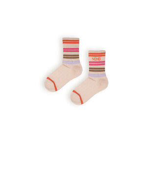NoNo Meisjes sokken gestreept - Rory - Pearled ivoor wit