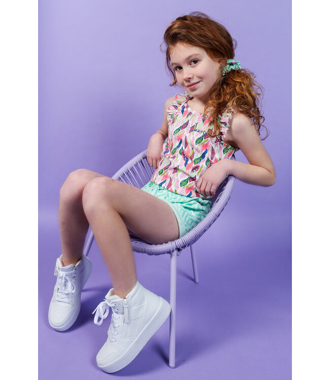 MAYCE Meisjes sweat short - Mint groen AOP
