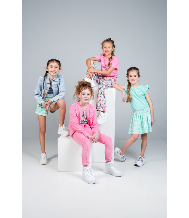 MAYCE Meisjes sweat short - Mint groen AOP