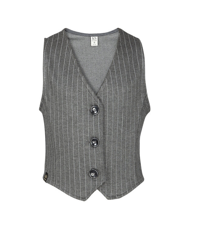 KIEstone Meisjes gilet - Lindy - Antraciet krijtstreep