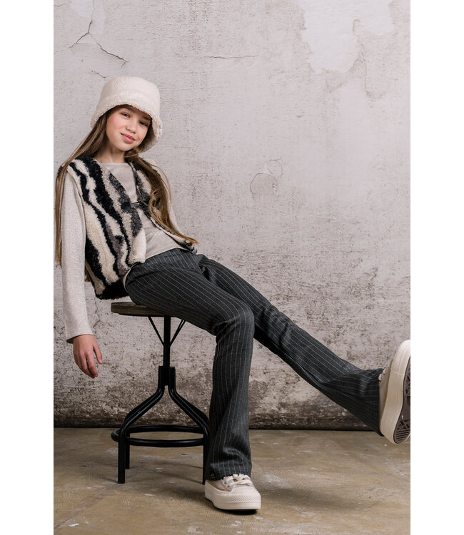 KIEstone Meisjes gilet - Plum - Grijs & Off wit