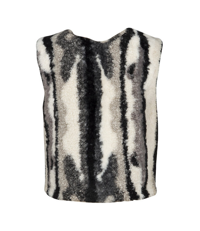 KIEstone Meisjes gilet - Plum - Grijs & Off wit