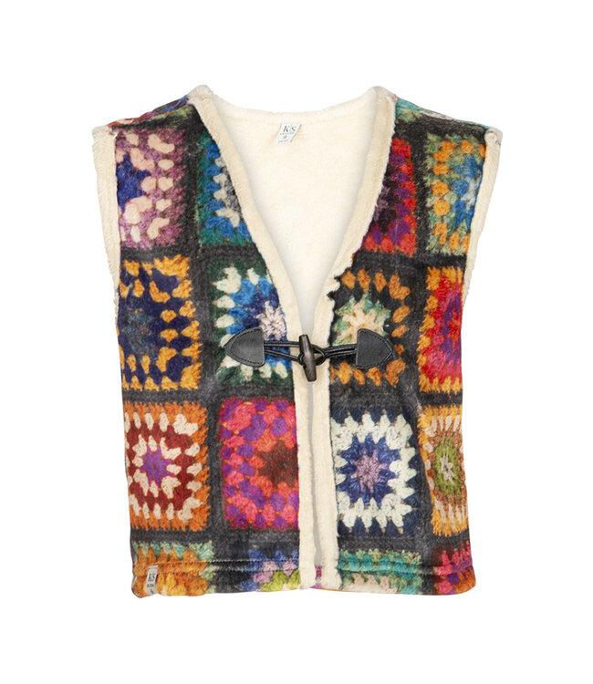 KIEstone Meisjes gilet - Plum - Multi color