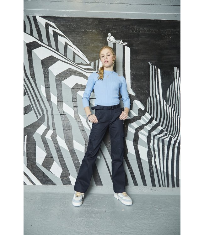 Indian Blue Jeans Meisjes pantalon broek wide fit cargo - Navy blauw