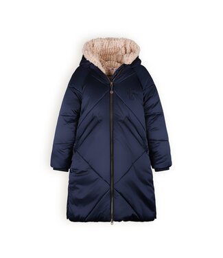 NoNo Meisjes winterjas lang met capuchon - Beetle - Navy blauw