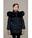 Le Chic Meisjes winterjas met capuchon en fur kraag - Bodette - Navy blauw