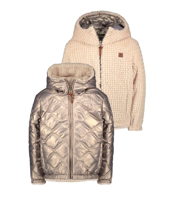 Like Flo Meisjes winterjas reversibel met capuchon - Aimee - Mud