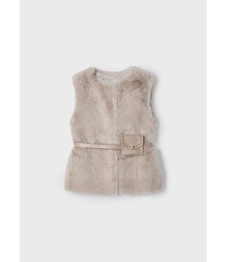 Mayoral Meisjes fur vest met riem - Sepia