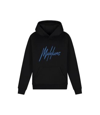 Malelions Hoodie signature gestreept - Zwart / Kobalt blauw